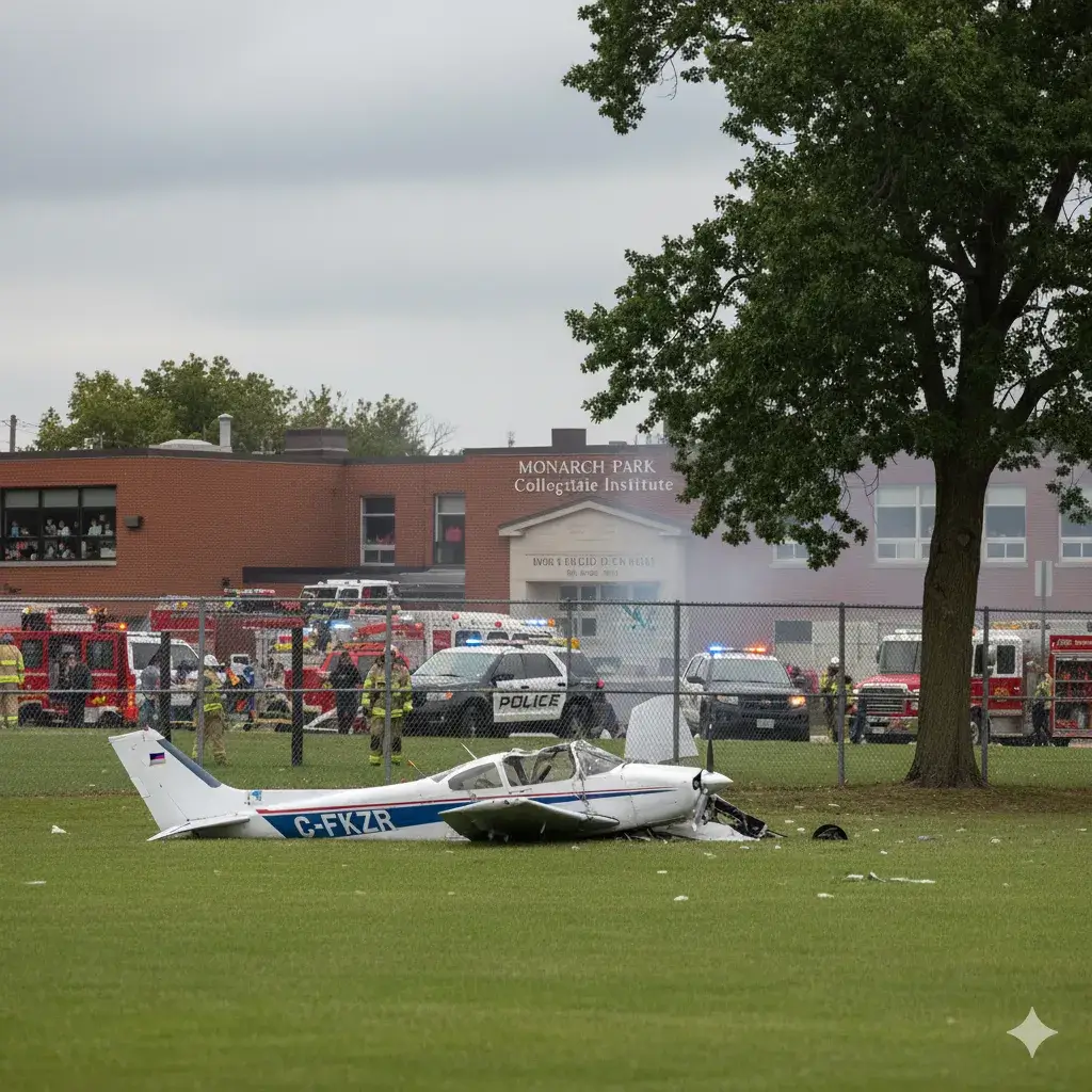 Avioneta cae junto a escuela en Toronto
