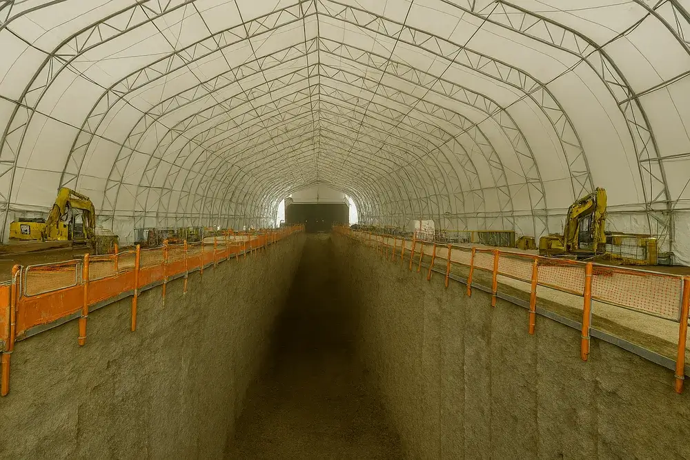 Dentro de las mega carpas de la Ontario Line