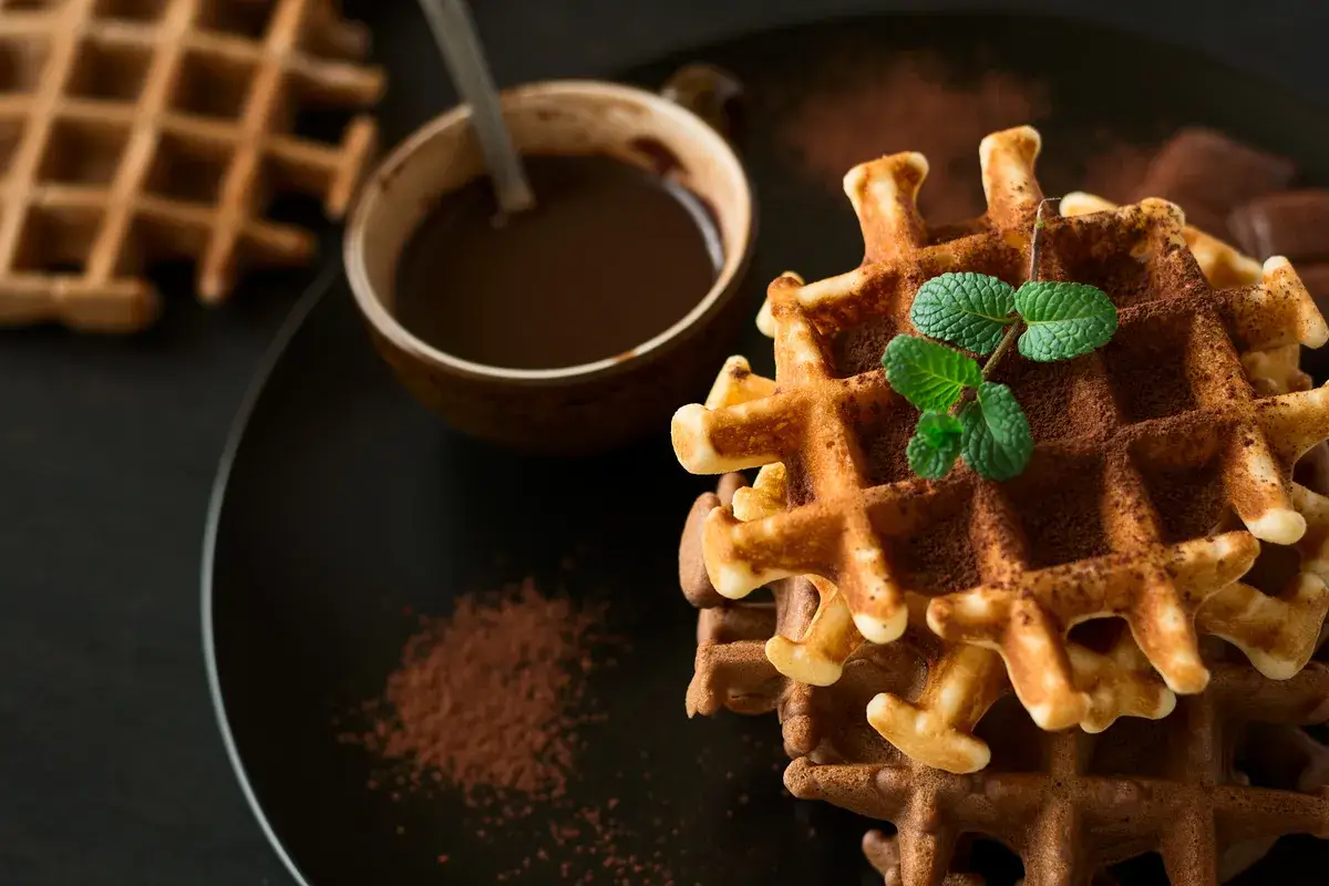 stack-belgian-waffles-iced-cocoa-with-chocolate