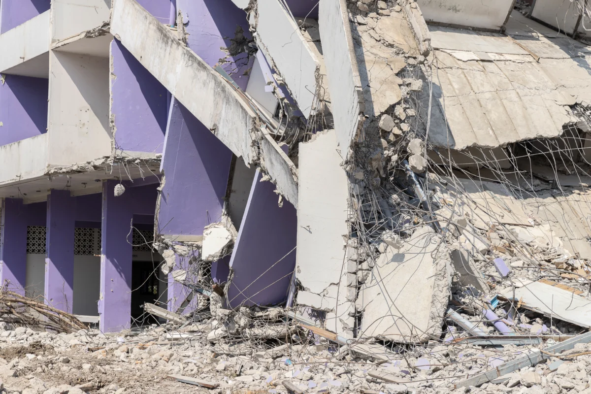 debris-and-destroyed-building-that-collapsed