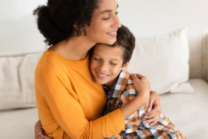loving-woman-embracing-a-smiling